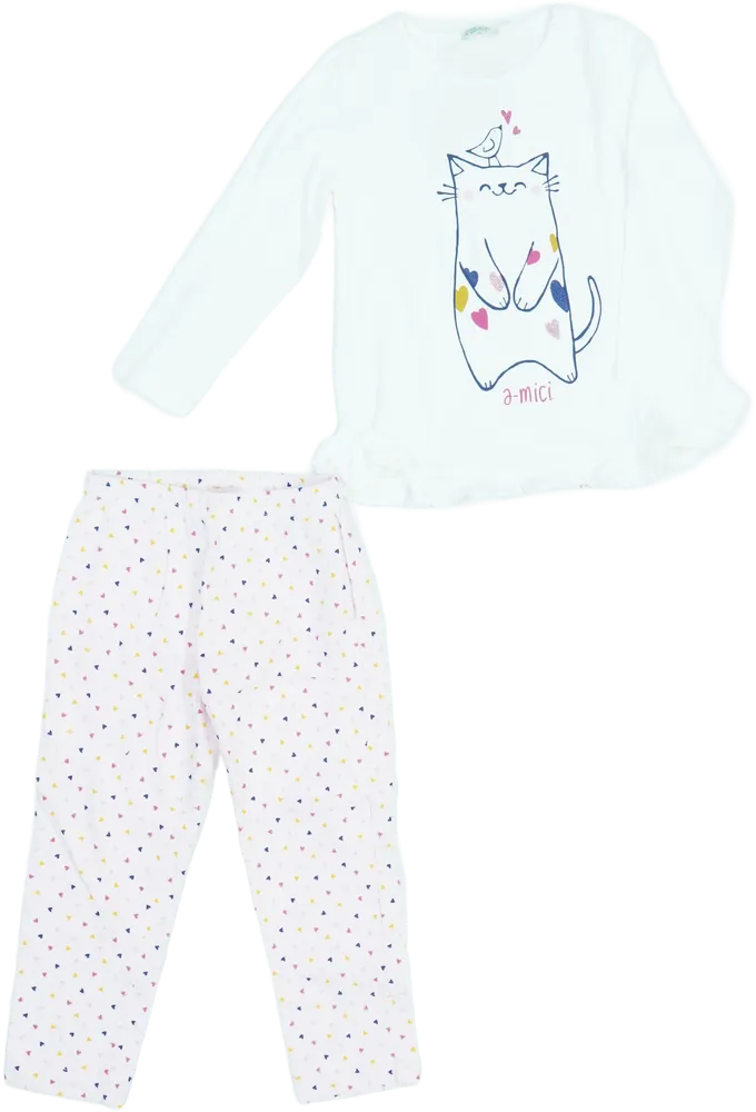 Fehér Benetton 2 részes szett - Felsőruházat és nadrág EU 98 / UK 3 év / US 3T