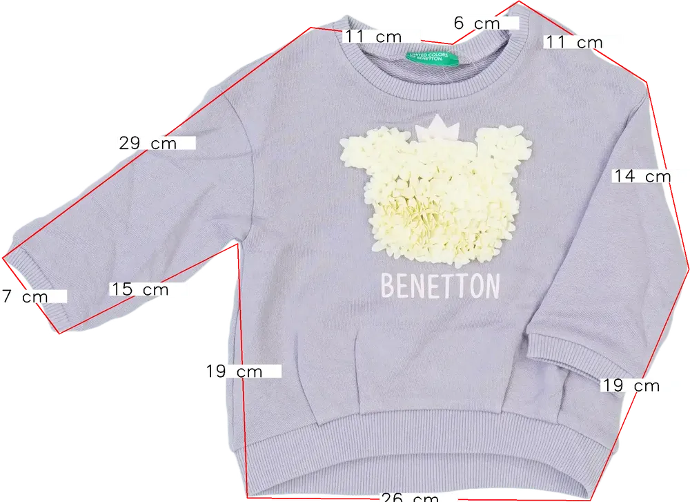 Lila Benetton Pulóver EU 80 / UK 9-12 hónap / US 12 hónap