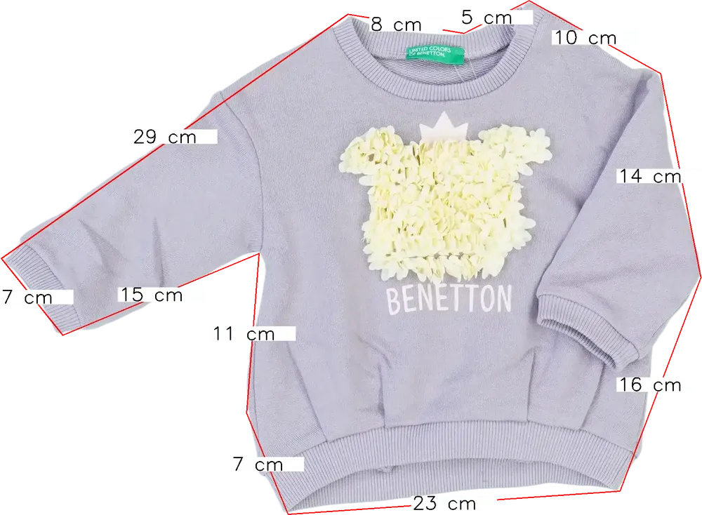Lila Benetton Pulóver EU 74 / UK 6-9 hónap / US 6-9 hónap