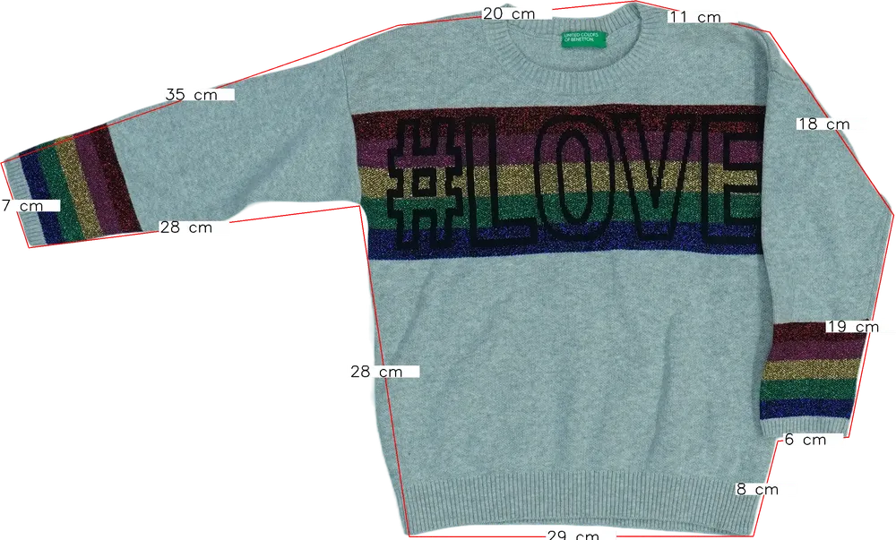 Szürke Benetton Kötött pulcsi EU 110 / UK 5 év / US 5 év/XS