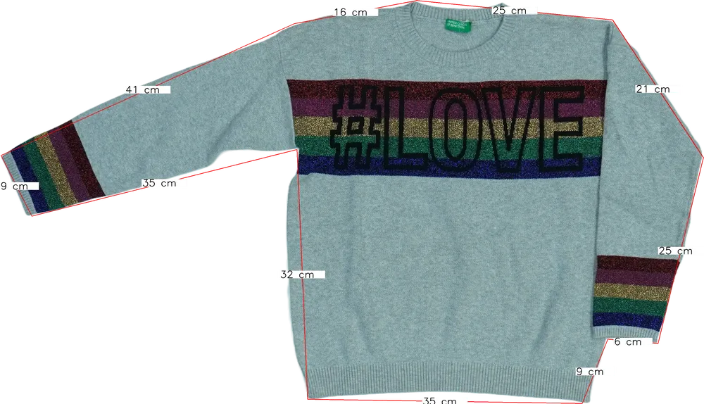 Szürke Benetton Kötött pulcsi EU 134 / UK 9 év / US 9 év/L