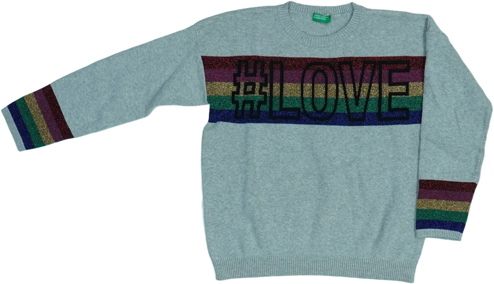 Szürke Benetton Kötött pulcsi EU 134 / UK 9 év / US 9 év/L