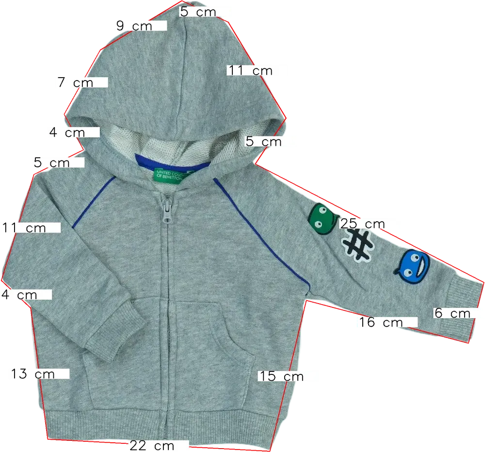 Szürke Benetton Kapucnis pulóver EU 68 / UK 3-6 hónap / US 3-6 hónap