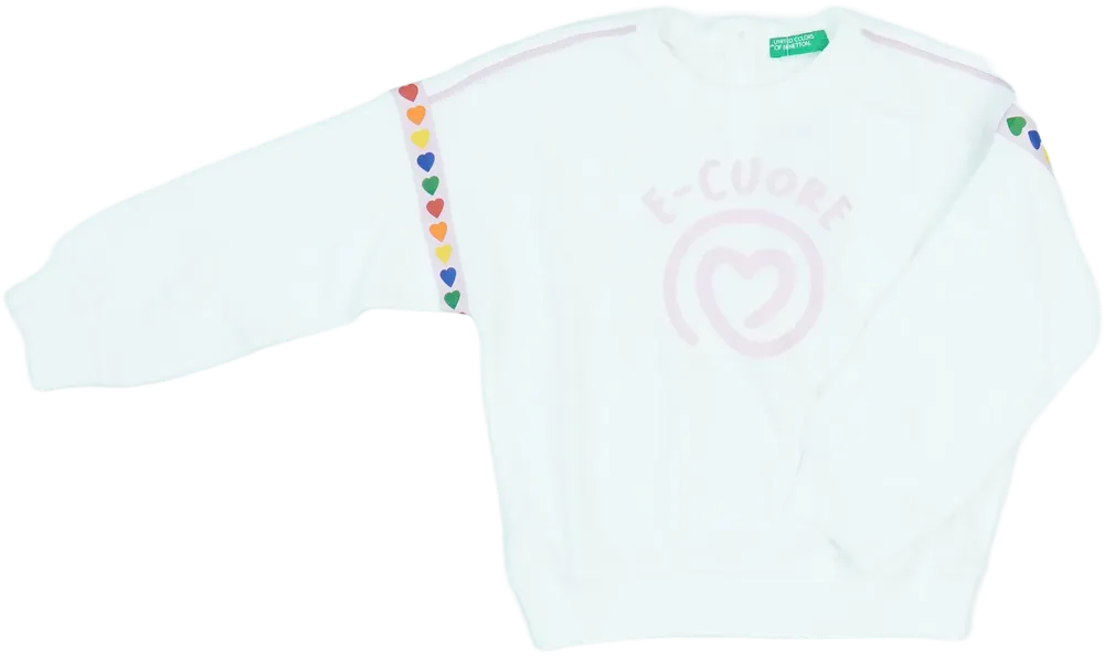 Fehér Benetton Pulóver EU 98 / UK 3 év / US 3T