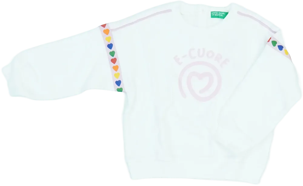 Fehér Benetton Pulóver EU 86 / UK 12-18 hónap / US 18 hónap