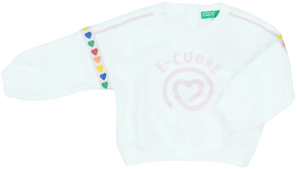 Fehér Benetton Pulóver EU 68 / UK 3-6 hónap / US 3-6 hónap