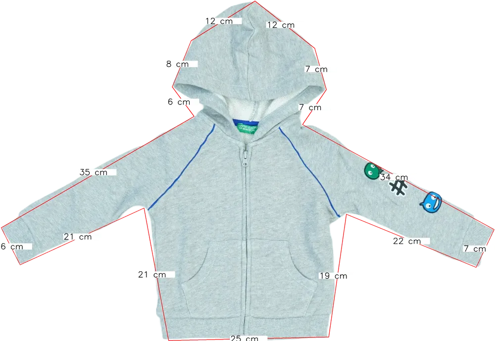 Szürke Benetton Kapucnis pulóver EU 80 / UK 9-12 hónap / US 12 hónap