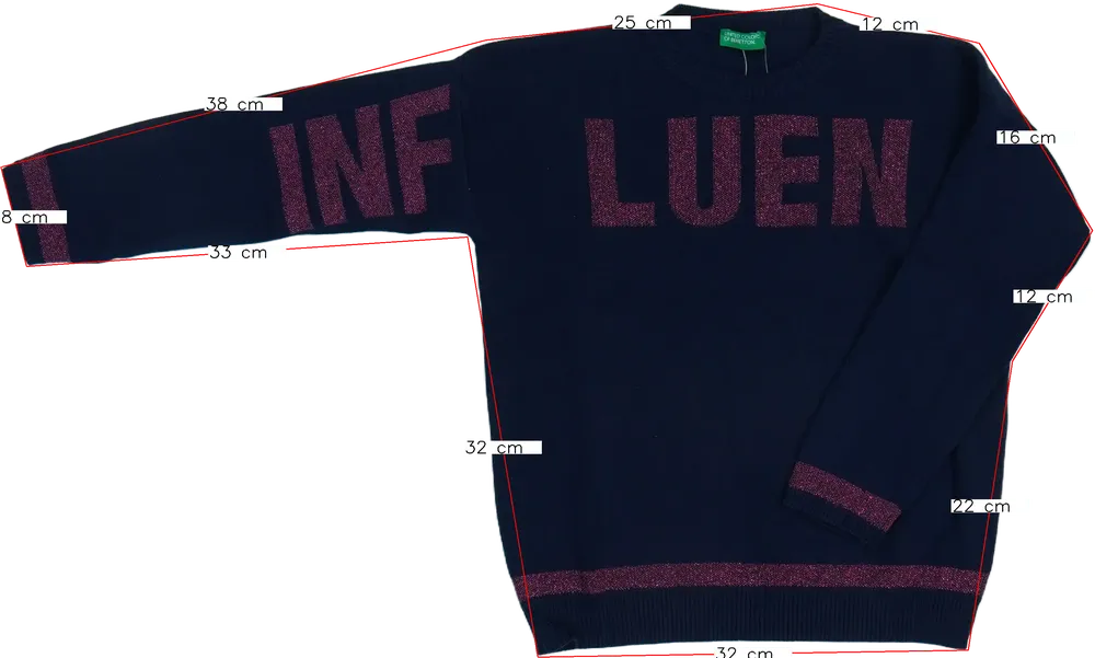 Kék Benetton Kötött pulcsi EU 128 / UK 8 év / US 8 év/M