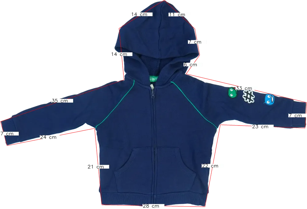 Kék Benetton Kapucnis pulóver EU 92 / UK 2 év / US 2T