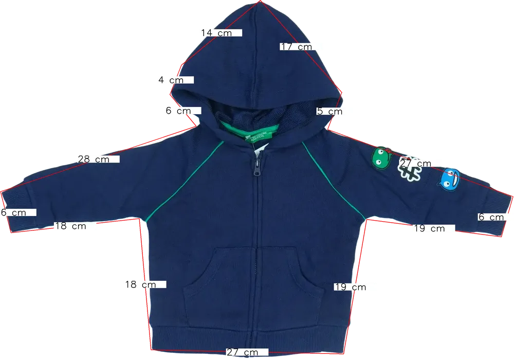 Kék Benetton Kapucnis pulóver EU 74 / UK 6-9 hónap / US 6-9 hónap