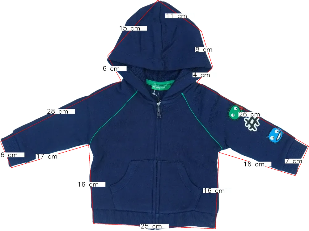 Kék Benetton Kapucnis pulóver EU 68 / UK 3-6 hónap / US 3-6 hónap