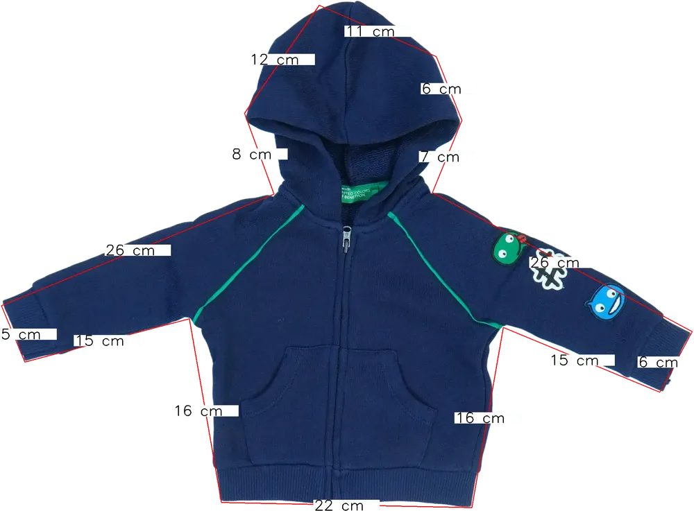 Kék Benetton Kapucnis pulóver EU 62 / UK 0-3 hónap / US 0-3 hónap