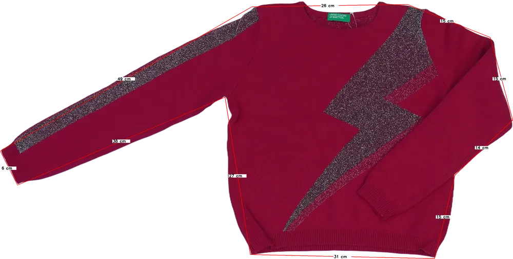 Rózsaszín Benetton Kötött pulcsi EU 128 / UK 8 év / US 8 év/M