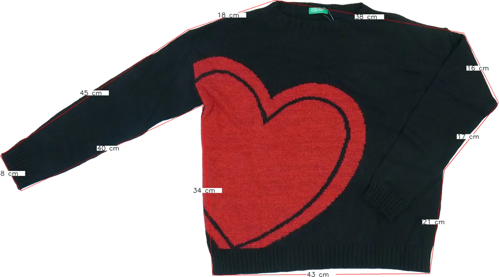 Fekete Benetton Kötött pulcsi EU 152 / UK 12 év / US 12 év/L