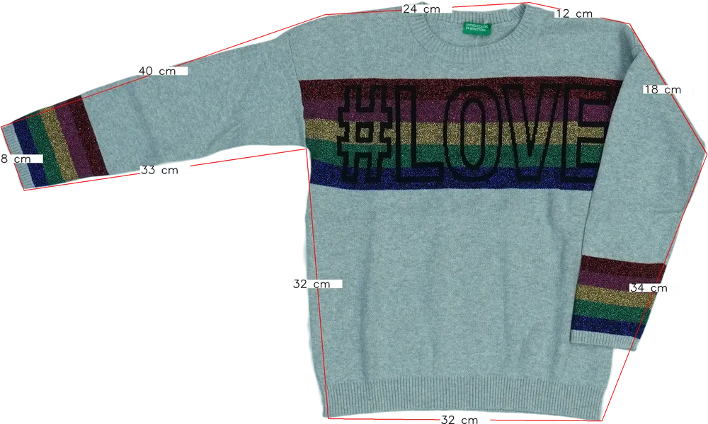 Szürke Benetton Kötött pulcsi EU 128 / UK 8 év / US 8 év/M