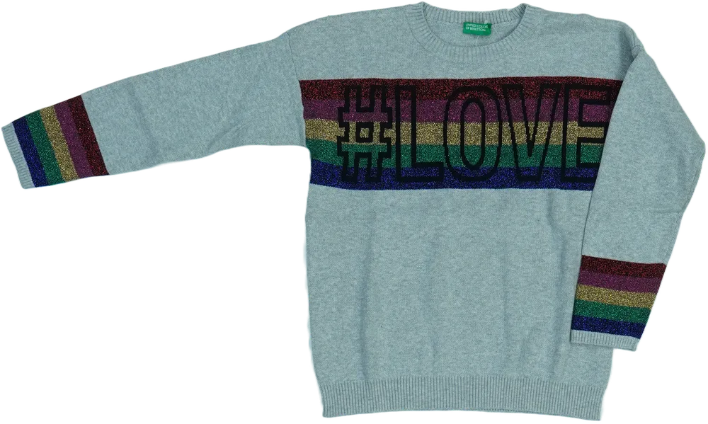 Szürke Benetton Kötött pulcsi EU 128 / UK 8 év / US 8 év/M