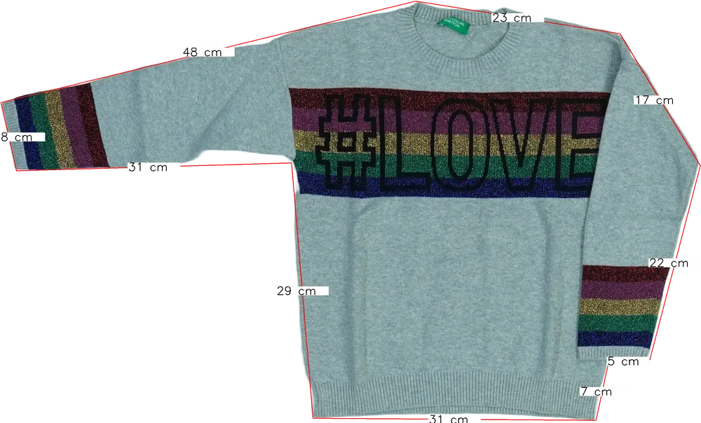 Szürke Benetton Kötött pulcsi EU 122 / UK 7 év / US 7 év/M