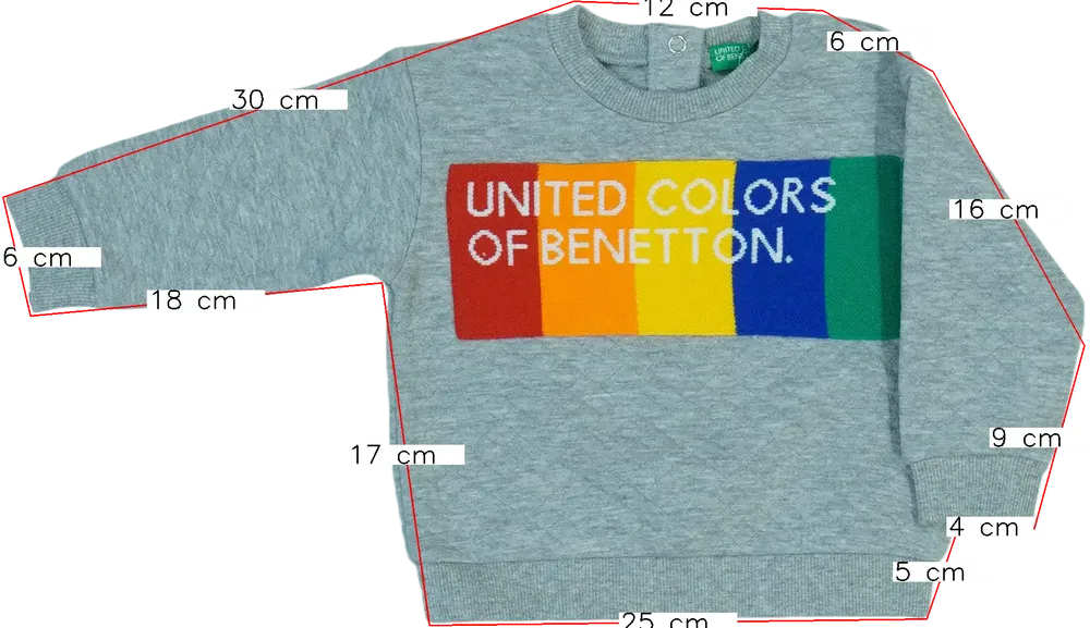 Szürke Benetton Pulóver EU 74 / UK 6-9 hónap / US 6-9 hónap