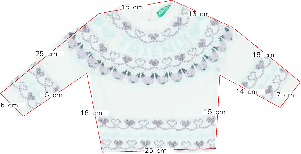 Fehér Benetton Kötött pulcsi EU 74 / UK 6-9 hónap / US 6-9 hónap