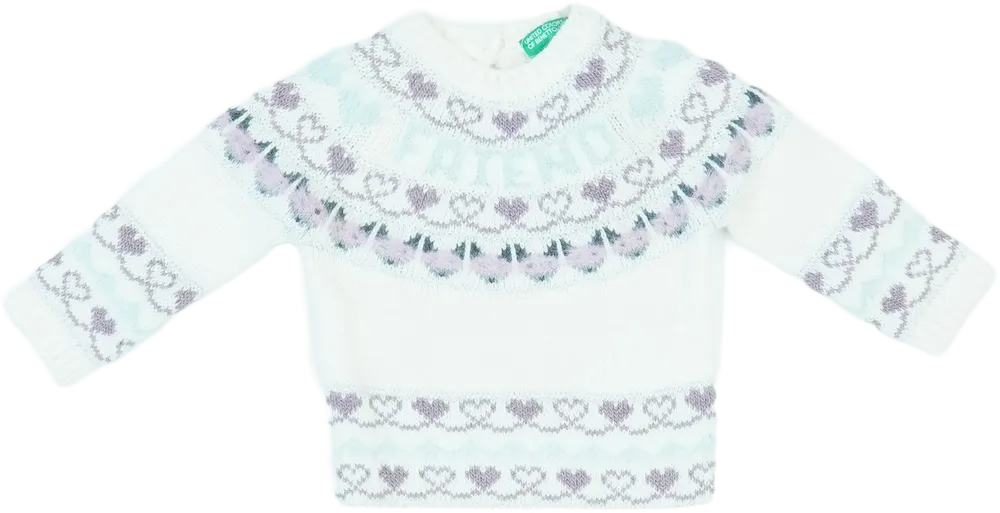 Fehér Benetton Kötött pulcsi EU 74 / UK 6-9 hónap / US 6-9 hónap