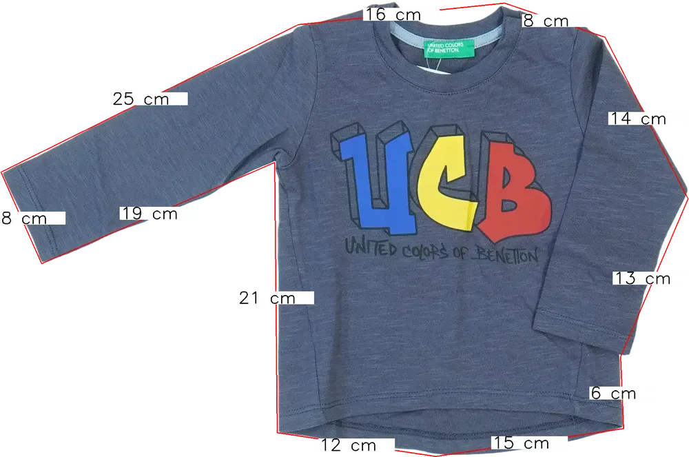 Szürke Benetton Hosszú ujjú felső EU 74 / UK 6-9 hónap / US 6-9 hónap