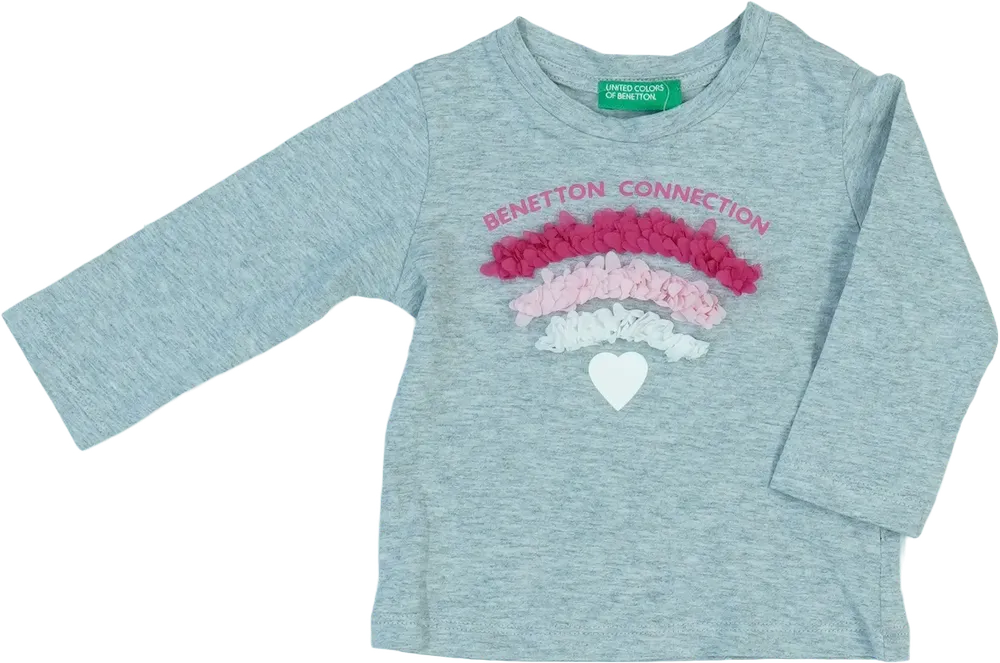 Szürke Benetton Hosszú ujjú felső EU 62 / UK 0-3 hónap / US 0-3 hónap