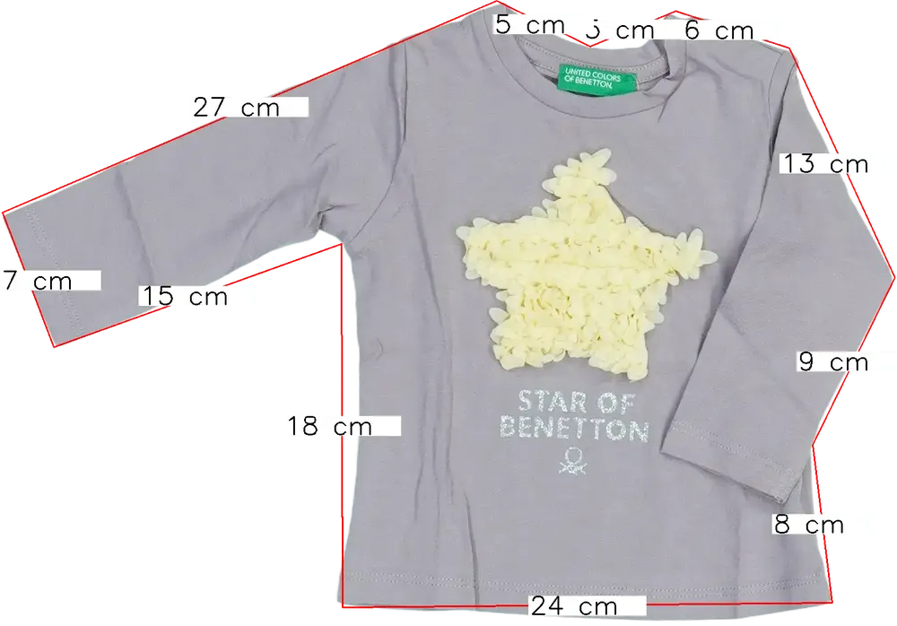 Lila Benetton Hosszú ujjú felső EU 68 / UK 3-6 hónap / US 3-6 hónap