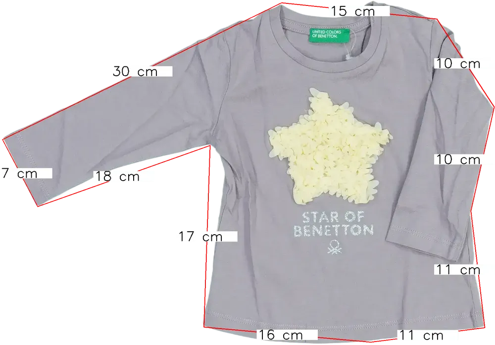 Lila Benetton Hosszú ujjú felső EU 74 / UK 6-9 hónap / US 6-9 hónap