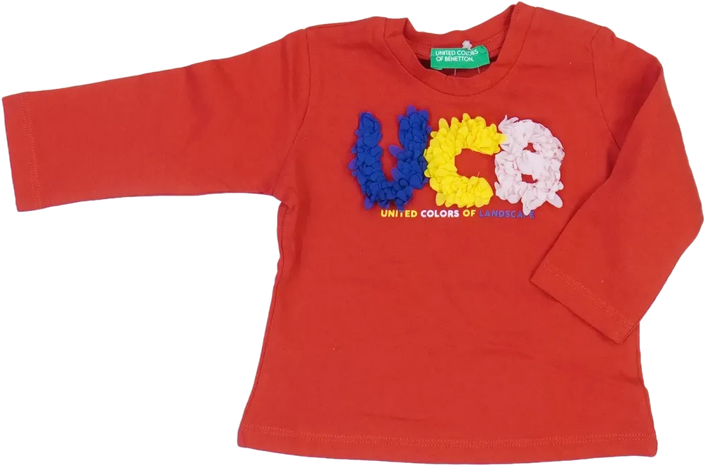 Piros Benetton Hosszú ujjú felső EU 68 / UK 3-6 hónap / US 3-6 hónap