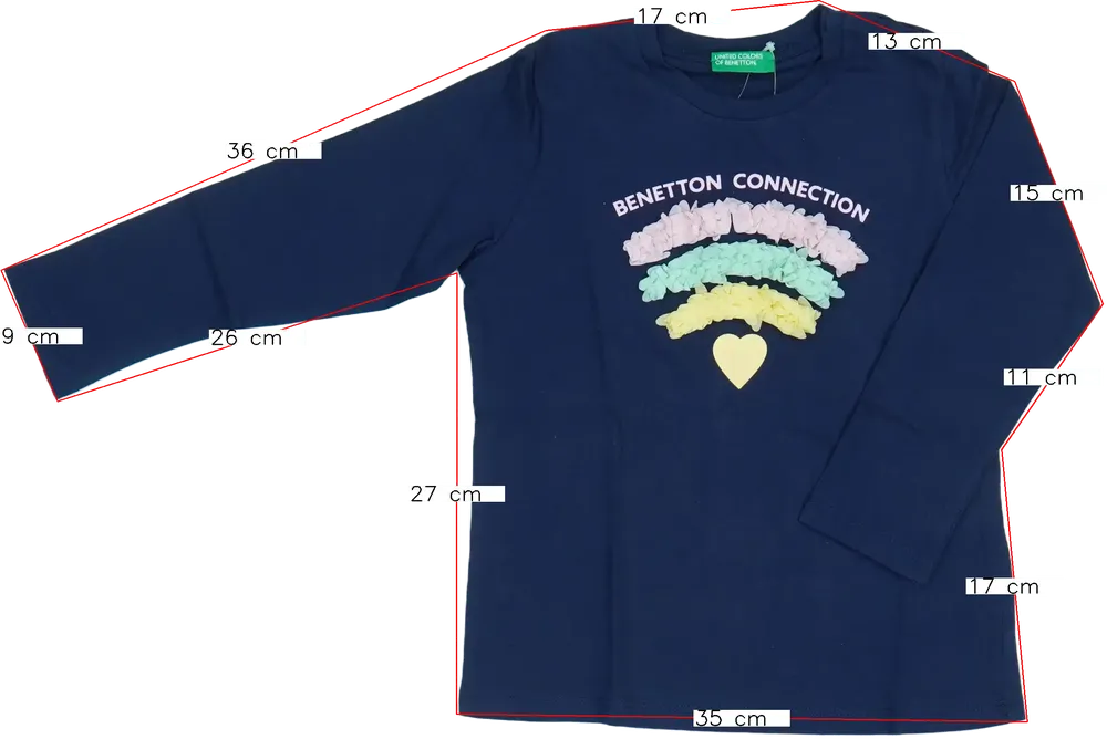 Kék Benetton Hosszú ujjú felső EU 104 / UK 4 év / US 4T/XS
