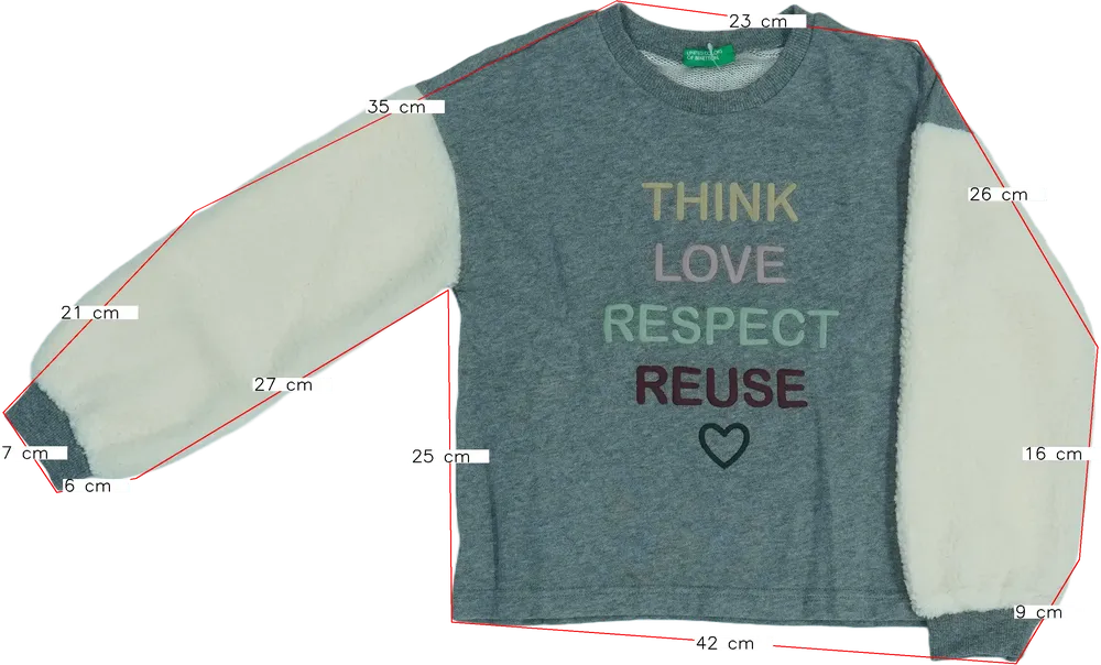 Szürke Benetton Pulóver EU 128 / UK 8 év / US 8 év/M