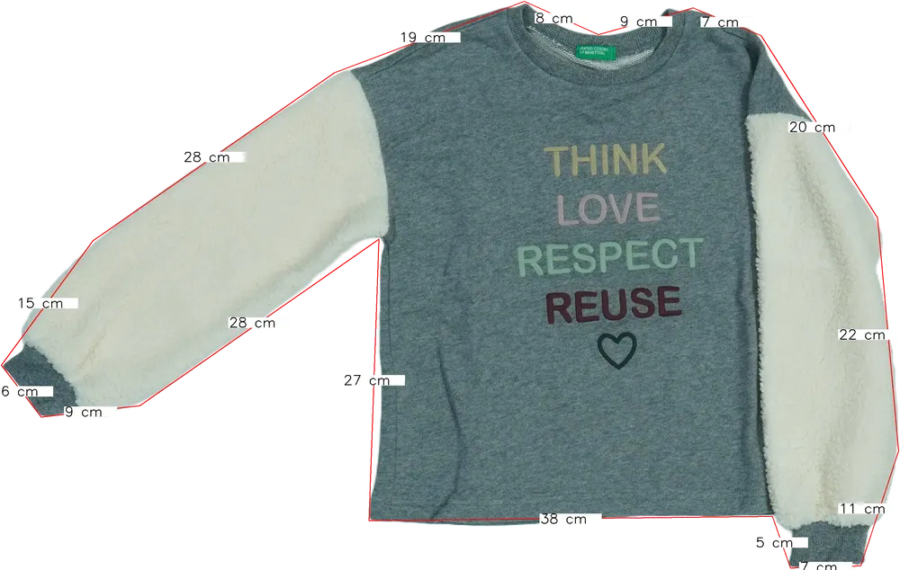 Szürke Benetton Pulóver EU 134 / UK 9 év / US 9 év/L