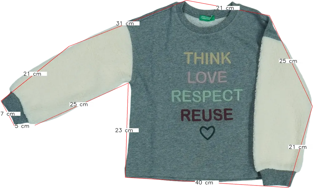 Szürke Benetton Pulóver EU 122 / UK 7 év / US 7 év/M