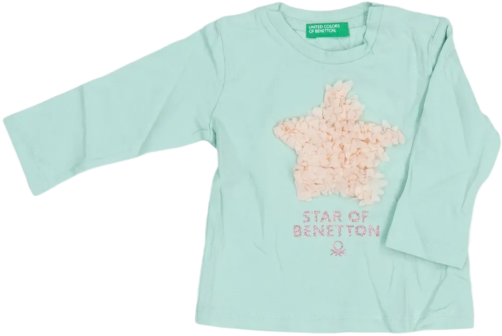 Zöld Benetton Hosszú ujjú felső EU 68 / UK 3-6 hónap / US 3-6 hónap