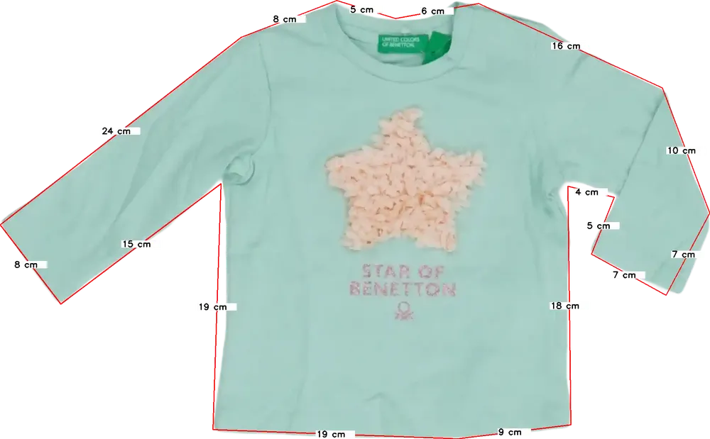 Zöld Benetton Hosszú ujjú felső EU 68 / UK 3-6 hónap / US 3-6 hónap