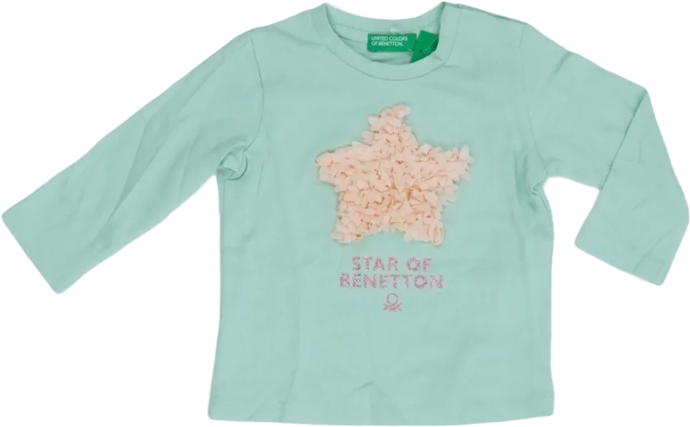 Zöld Benetton Hosszú ujjú felső EU 68 / UK 3-6 hónap / US 3-6 hónap