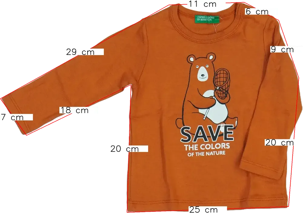 Sárga (narancs) Benetton Hosszú ujjú felső EU 74 / UK 6-9 hónap / US 6-9 hónap