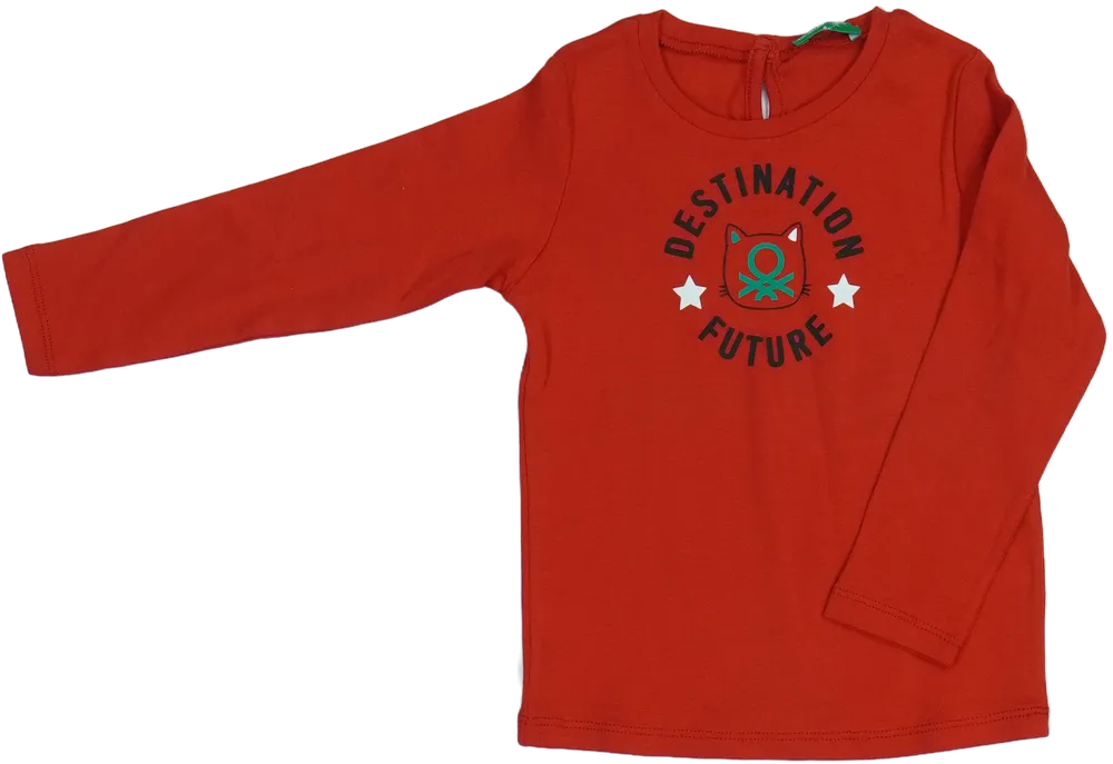 Piros Benetton Hosszú ujjú felső EU 92 / UK 2 év / US 2T