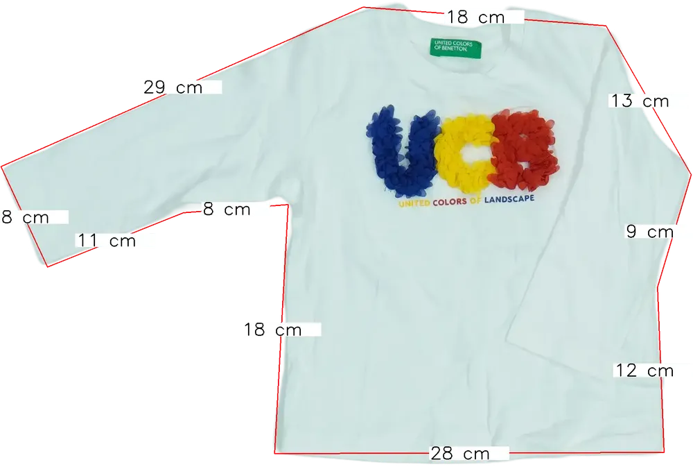 Fehér Benetton Hosszú ujjú felső EU 80 / UK 9-12 hónap / US 12 hónap