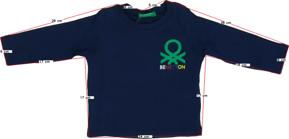 Kék Benetton Hosszú ujjú felső EU 62 / UK 0-3 hónap / US 0-3 hónap