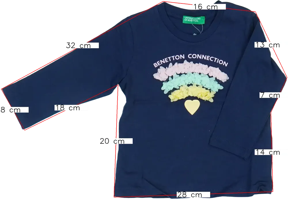 Kék Benetton Hosszú ujjú felső EU 80 / UK 9-12 hónap / US 12 hónap