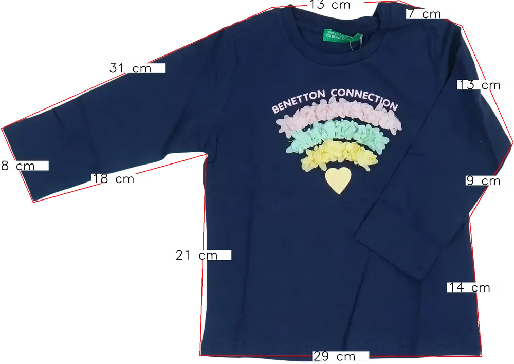 Kék Benetton Hosszú ujjú felső EU 86 / UK 12-18 hónap / US 18 hónap