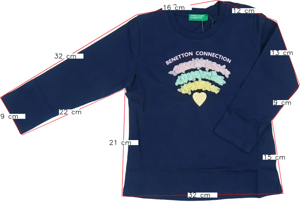 Kék Benetton Hosszú ujjú felső EU 92 / UK 2 év / US 2T