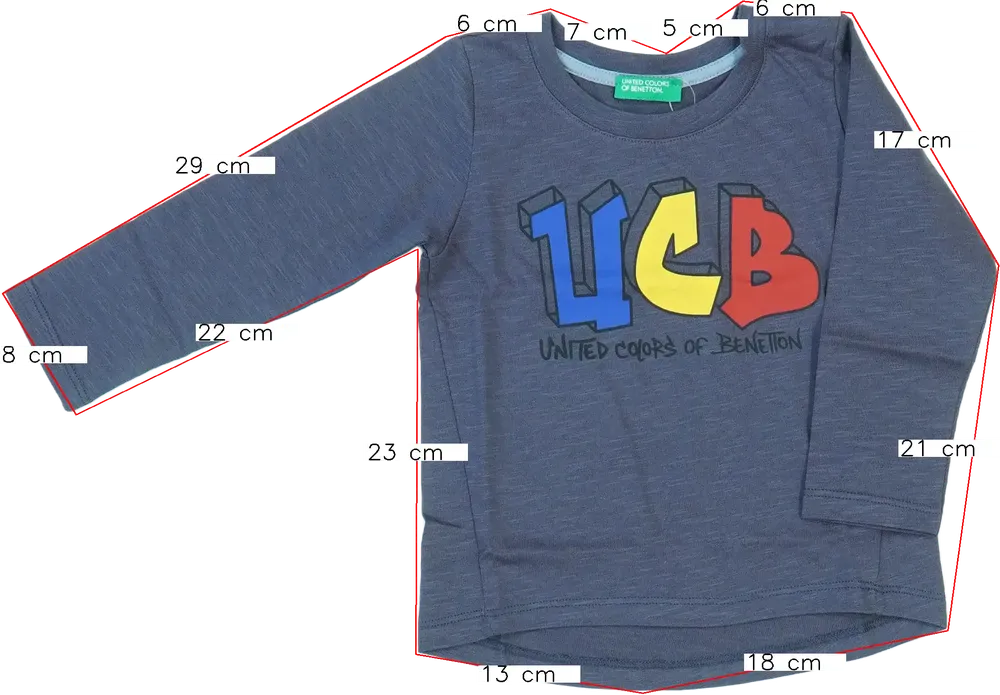 Szürke Benetton Hosszú ujjú felső EU 86 / UK 12-18 hónap / US 18 hónap