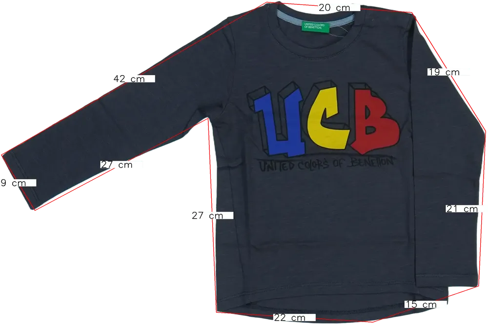 Szürke Benetton Hosszú ujjú felső EU 98 / UK 3 év / US 3T