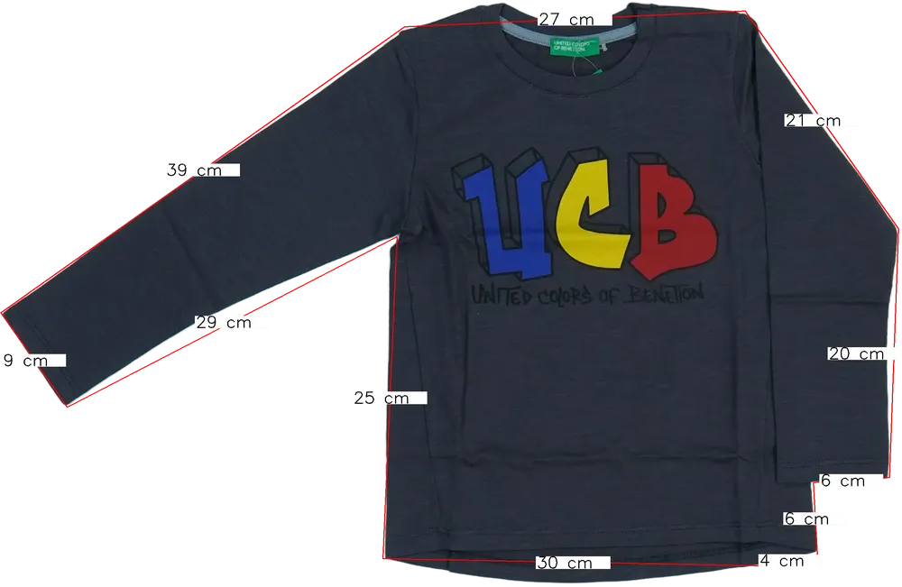 Szürke Benetton Hosszú ujjú felső EU 104 / UK 4 év / US 4T/XS