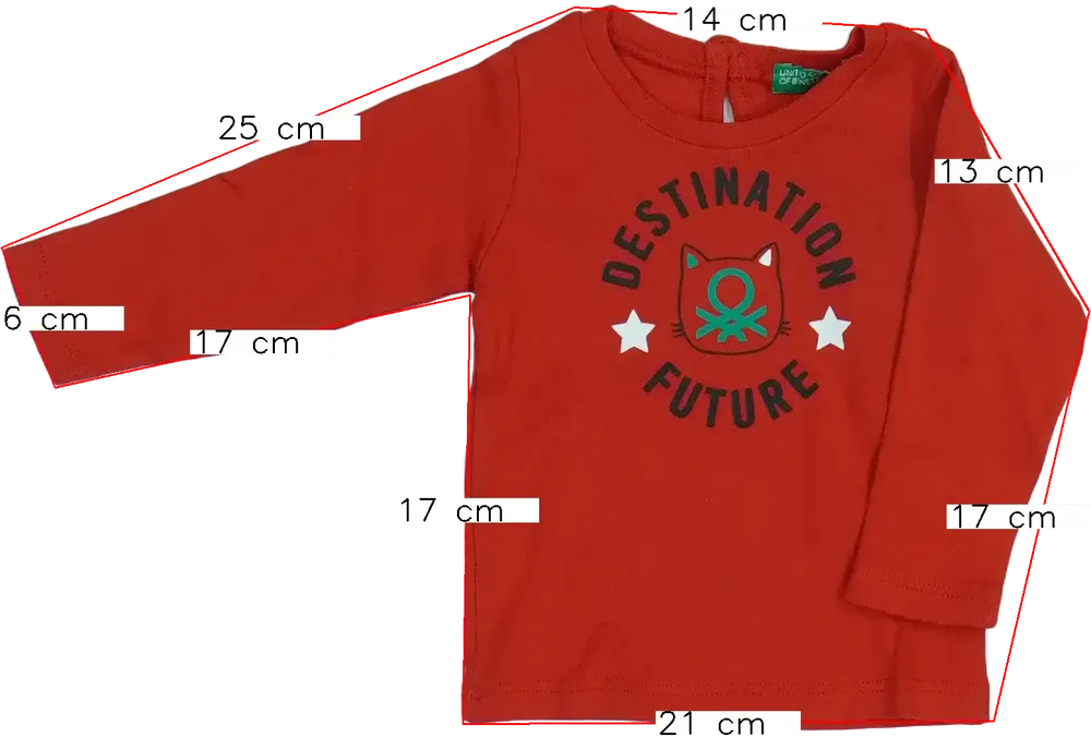 Fehér Benetton Hosszú ujjú felső EU 68 / UK 3-6 hónap / US 3-6 hónap