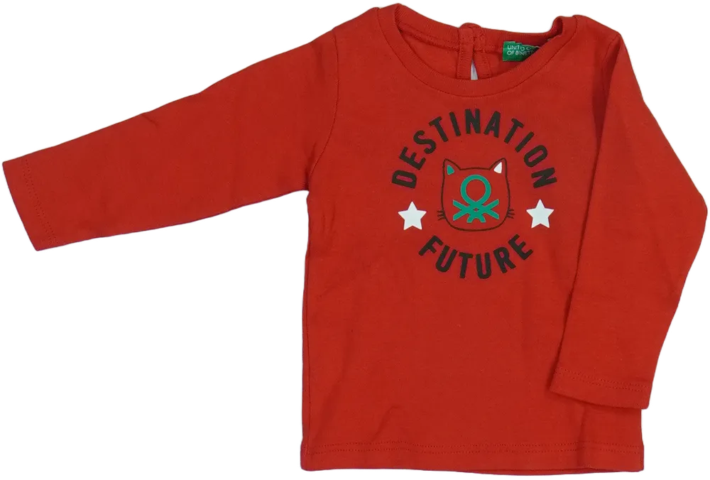 Fehér Benetton Hosszú ujjú felső EU 68 / UK 3-6 hónap / US 3-6 hónap