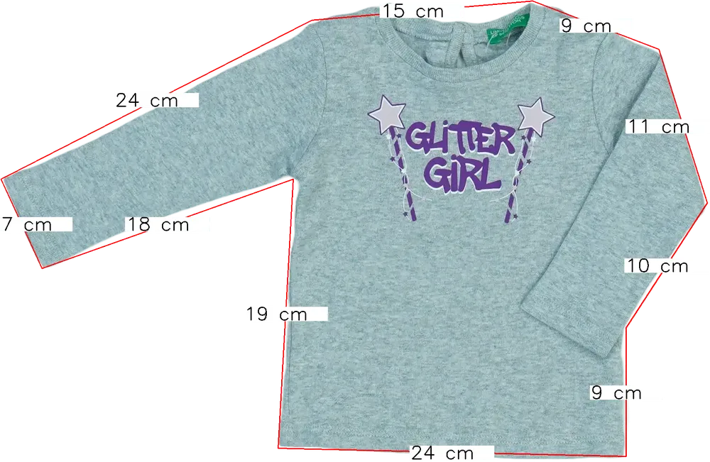 Szürke Benetton Hosszú ujjú felső EU 68 / UK 3-6 hónap / US 3-6 hónap