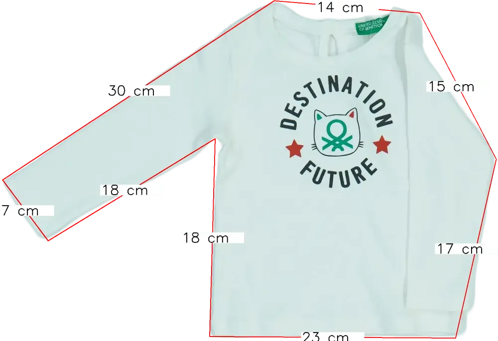 Fehér Benetton Hosszú ujjú felső EU 74 / UK 6-9 hónap / US 6-9 hónap